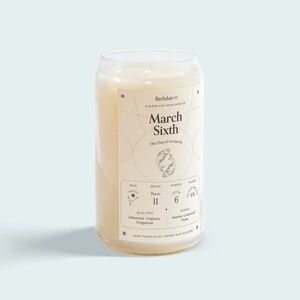 The Birthdate Co. The Personalized March 6th Birthdate Candle